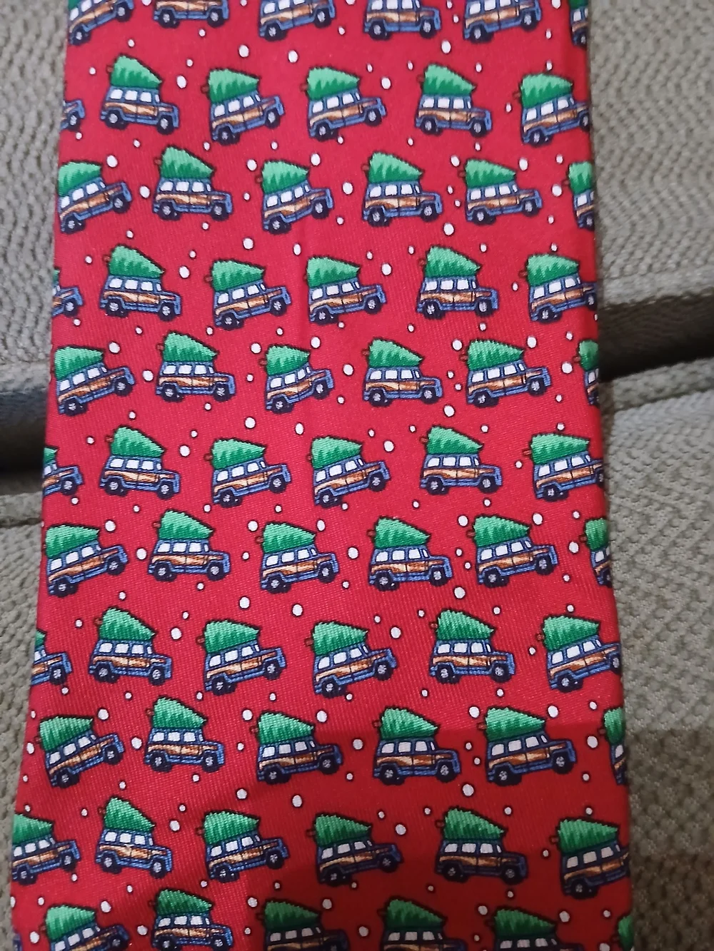 Men's Vineyard Vines Holiday Silk Tie   Paneled Station Wagon With Tree On Top